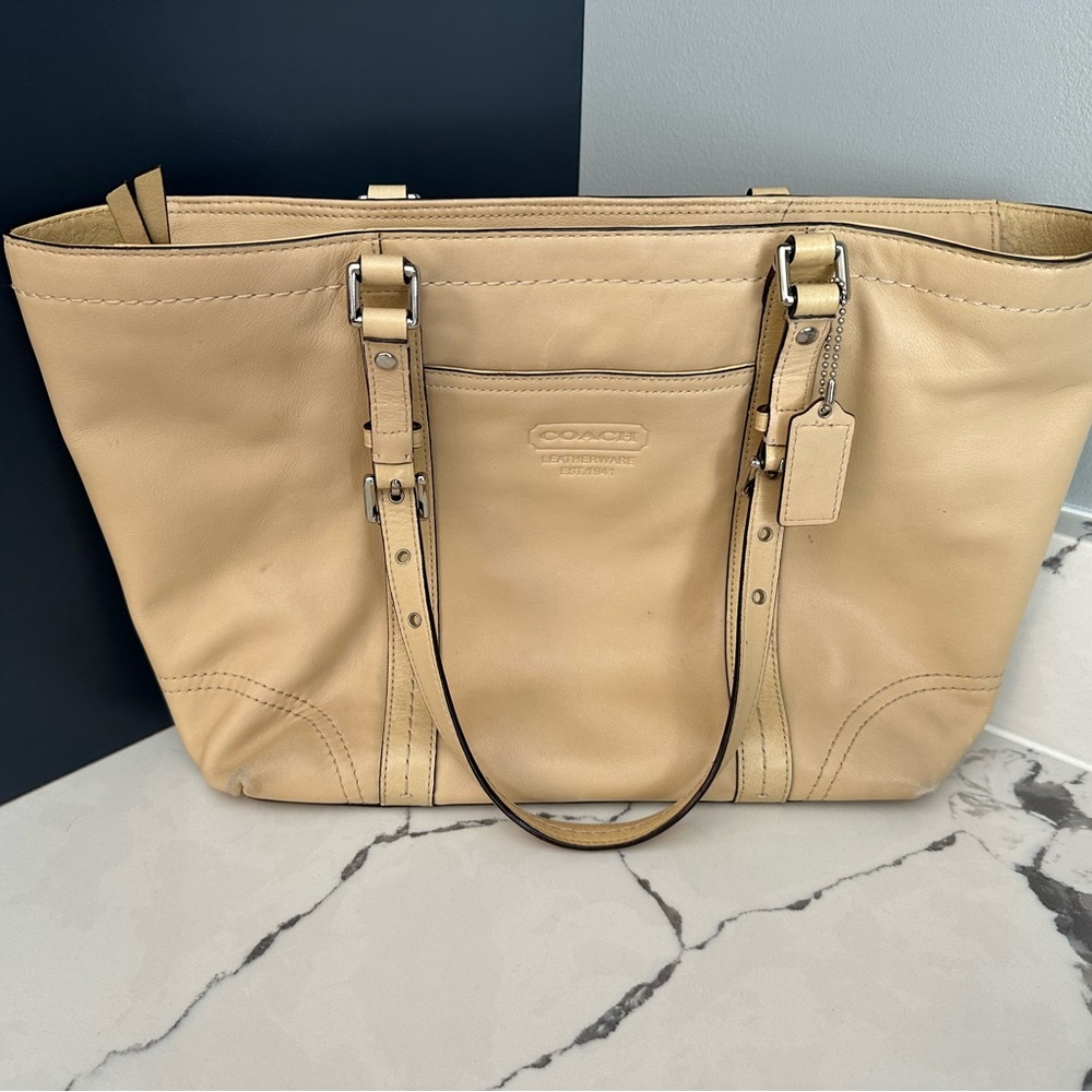 Coach Beige Leather Tote
